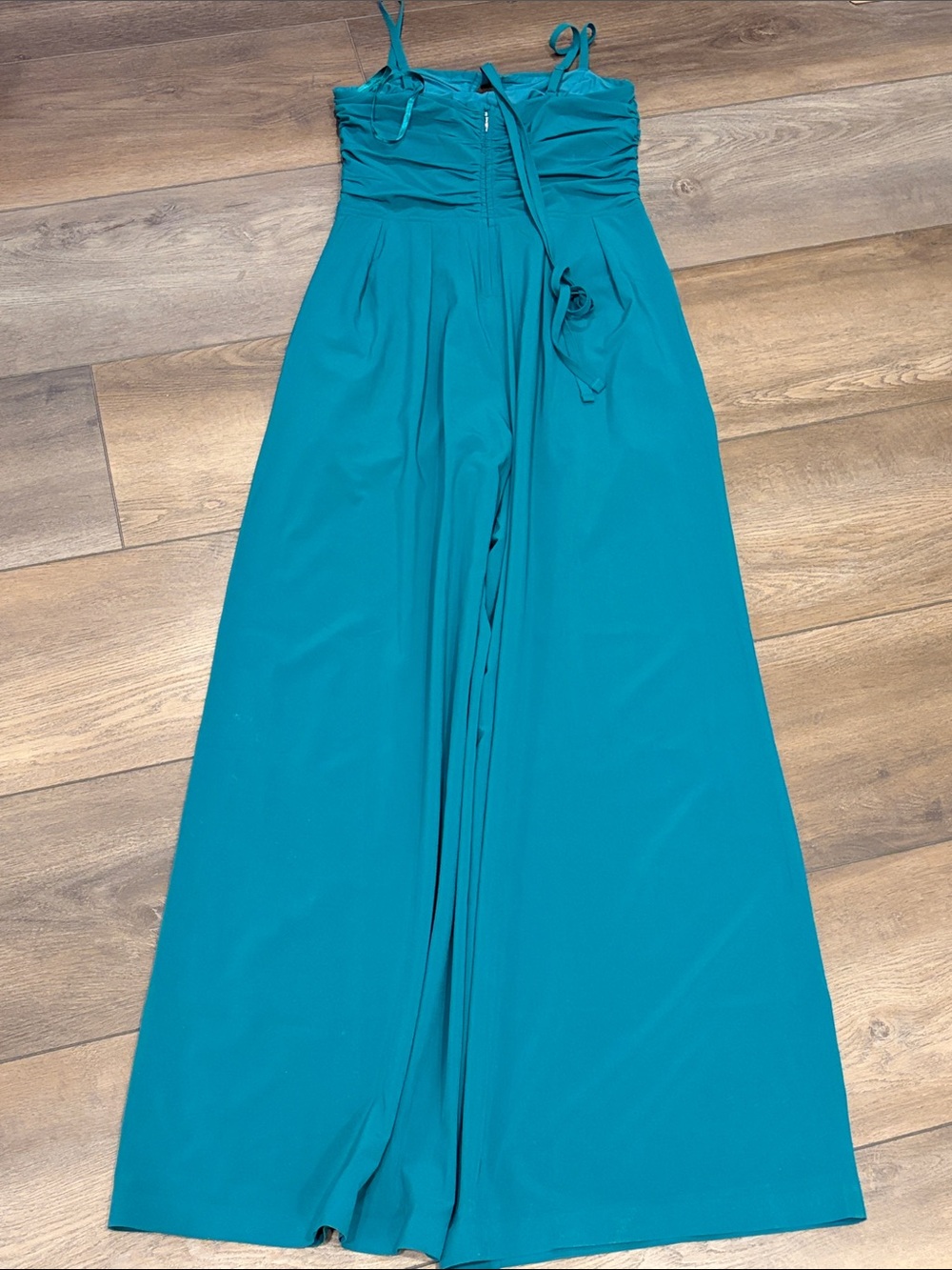 Athleta Teal Ruched Bodice Wide-Leg Jumpsuit - Picture 4 of 5